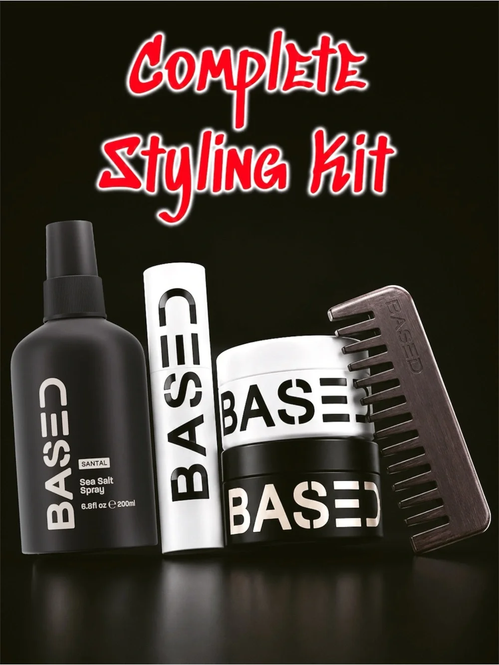 BASED Bodyworks Complete Styling Kit Bundle Set Sea Salt Clay Pomade Powder NIB